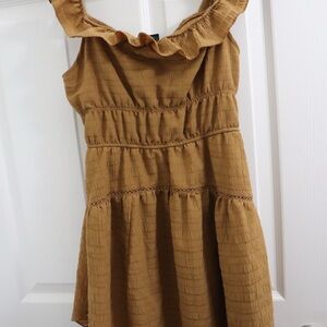 Girls' Ruffled Tan Dress